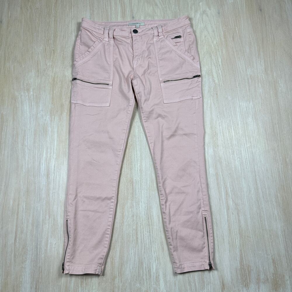 Joie Pink Park Skinny Cargo Pants Pink Stretch Zip Pocket Utility Casual 30